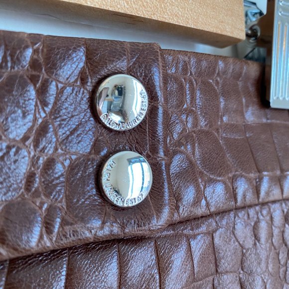 Ralph Lauren Vintage Black Label Croc Embossed Leather Skirt Union Made - Picture 4 of 10